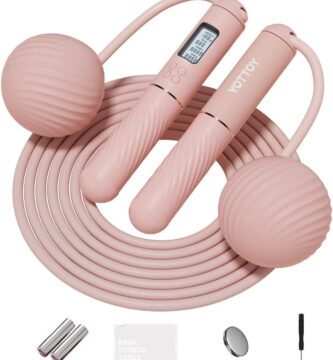 YOTTOY Skipping Ropes for Adults -Cordless Counter Jump Rope with Large Cordless Ball-Weighted Jump Rope for Women with LCD Display