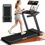 16% Incline Treadmill with Handle, 3-in-1 Portable Treadmills for Home and Office, Foldable Treadmills with 300 Lbs Weight Capacity, 3.0HP Quiet Walking Pad Treadmill, Three Screen