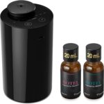 Airversa Waterless Essential Oil Diffuser Starter Kit with 2x20mL Hotel Fragrance Oils for Car Home Office, Cordless Battery Operated Scent Air Freshener Diffuser, Mist & Timers, AN6-Kit3 Black