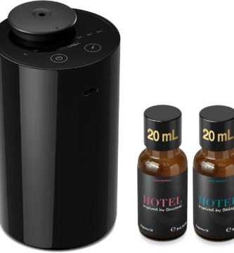 Airversa Waterless Essential Oil Diffuser Starter Kit with 2x20mL Hotel Fragrance Oils for Car Home Office, Cordless Battery Operated Scent Air Freshener Diffuser, Mist & Timers, AN6-Kit3 Black