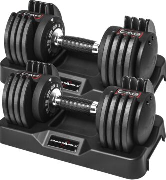 CAP Barbell ADJUSTABELL Adjustable Round Dumbbell Weights – Singles & Pairs | 12.5 lb, 25 lb & 55 lb | Multiple Handle Options