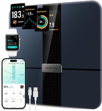 Etekcity FSA&HSA Eligible Smart Scale for Body Weight Fat, Digital Weighing Machine for Accurate BMI Muscle Mass Composition, Apple Health Compatible Fitness Equipment,TFT,Tempered Glass,Black Etekcity FSA&HSA Eligible Smart Scale for Body Weight Fat, Digital Weighing Machine for Accurate BMI Muscle Mass Composition, Apple Health Compatible Fitness Equipment,TFT,Tempered Glass,Black