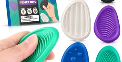 Fidget Toys Adults Sensory Stone: 6 Pack Textured Worry Stone for Autism Kids Calming Down – Fidget Stress Toys for Anxiety Relief – Small Students Prizes Fidget Toys