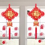 Large Chinese Knot – 2026 Chinese New Year Hanging Decorations – Red Fu Character 3D Double Fish Charm with Tassel – Lunar New Year Horse Spring Festival Party Ornament Decor 16in Wide