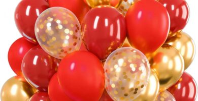 PartyWoo Red and Gold Balloons 66pcs 12 10 Inch Matte Red Burgundy Metallic Chrome Gold Confetti Balloons for Graduation Baby Shower Birthday New Year’s Eve Anniversary Christmas Party Decorations