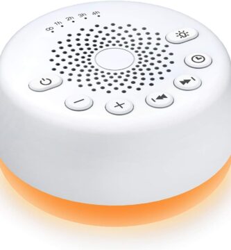 Sound Machine Easysleep White Noise Machine with 25 Soothing Sounds and Night Lights with Memory Function 32 Levels of Volume and 5 Sleep Timer Powered by AC or USB for Sleeping Relaxation (White)
