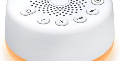 Sound Machine Easysleep White Noise Machine with 25 Soothing Sounds and Night Lights with Memory Function 32 Levels of Volume and 5 Sleep Timer Powered by AC or USB for Sleeping Relaxation (White)