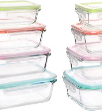 Vtopmart 8 Pack Glass Food Storage Containers with Airtight Lids, Glass Meal Prep Containers, Lunch Containers for Microwave, Oven, Freezer and Dishwasher, BPA Free