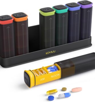 Weekly Pill Organizer 3X a Day, Detachable Pill Box 7 Day, Large 3 Times Daily Pill Case, Travel Pill Container Holder, Week Medication Dispenser Pillbox for Vitamin Supplement Medicine, Black