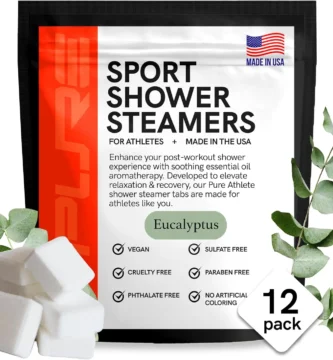 Sport Shower Steamers – Made in USA with Natural Eucalyptus Essential Oil, Aromatherapy, Stress and Sinus Relief, Muscle Recovery for Athletes, Best Birthday and Valentines Day Gifts for Runners
