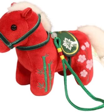 2026 Year of The Horse Chinese New Year Ornaments, Cute Hanging Horse Plush Mascot Figurine, 2026 Chinese Zodiac Ornaments Spring Festival Decorations New Year Gifts (E, 4.7In)
