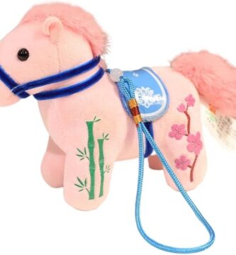 2026 Year of The Horse Chinese New Year Ornaments, Cute Hanging Horse Plush Mascot Figurine, 2026 Chinese Zodiac Ornaments Spring Festival Decorations New Year Gifts (B, 4.7In)