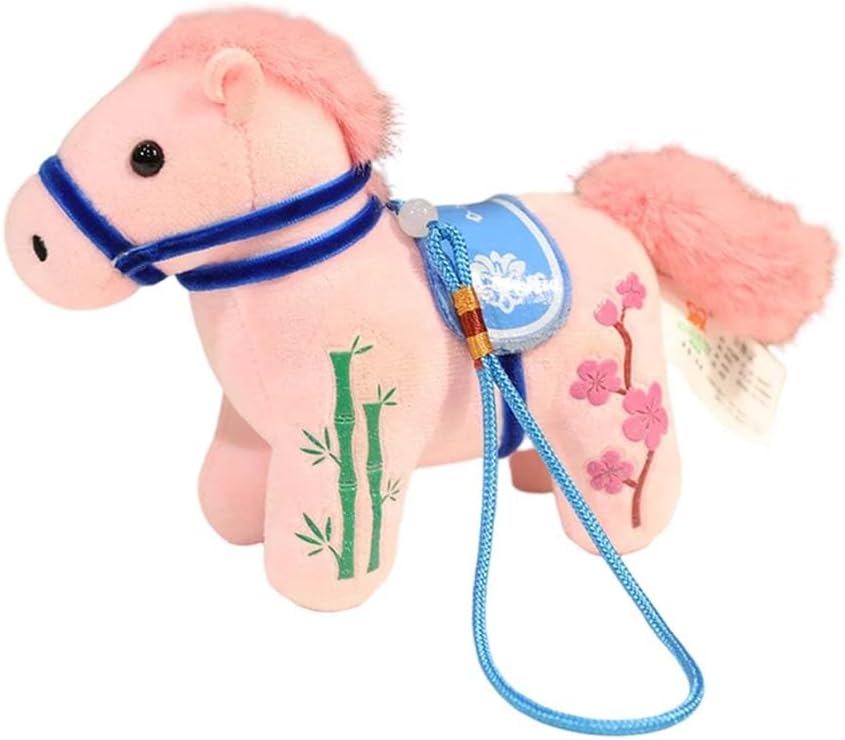 2026 Year of The Horse Chinese New Year Ornaments, Cute Hanging Horse Plush Mascot Figurine, 2026 Chinese Zodiac Ornaments Spring Festival Decorations New Year Gifts (B, 4.7In)