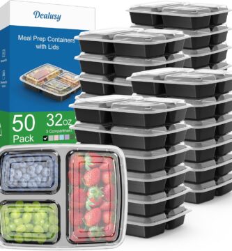 50 Pack (100-Piece) 32 oz Meal Prep Containers Reusable with Lids 3-Compartment, To Go Take Out Plastic Food Storage Containers, Sturdy Leakproof Food Safe, Microwave Freezer Dishwasher Safe, Black 50 Pack (100-Piece) 32 oz Meal Prep Containers Reusable with Lids 3-Compartment, To Go Take Out Plastic Food Storage Containers, Sturdy Leakproof Food Safe, Microwave Freezer Dishwasher Safe, Black