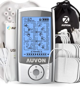 AUVON Rechargeable TENS Unit Muscle Stimulator, 24 Modes 4th Gen TENS Machine with 8pcs 2″x2″ Premium Electrode Pads for Pain Relief
