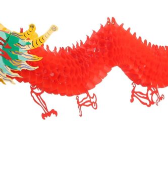 Bememo 4.92 Feet 3D Chinese New Year Dragon Decorations Hanging Paper Dragons Garland Lunar New Year Chinese Spring Festival Lantern Festival Decorations