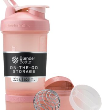 BlenderBottle Shaker Bottle with Pill Organizer and Storage for Protein Powder, Classic V2 ProStak System, 22-Ounce, Rose Pink