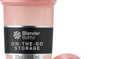 BlenderBottle Shaker Bottle with Pill Organizer and Storage for Protein Powder, Classic V2 ProStak System, 22-Ounce, Rose Pink BlenderBottle Shaker Bottle with Pill Organizer and Storage for Protein Powder, Classic V2 ProStak System, 22-Ounce, Rose Pink