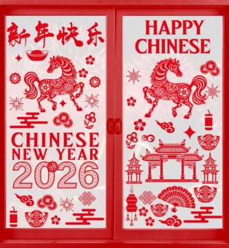 Chinese New Year Window Clings for Glass Windows, 9 Sheets Happy Lunar New Year Window Decorations, 2026 Horse Spring Festival Windows Decals Stickers for Office Home Holiday Double-Sided