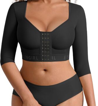 FeelinGirl Arm Compression Sleeve Women Upper Arm Shaper Post Surgery Front Closure Shapewear Bra