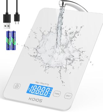 KOIOS Kitchen Scale, 33lb/15kg Digital Food Scales Weight in Grams and Ounces for Cooking Baking, 1g/0.1oz Precise Graduation, Batteries and Type-C Charging, Tare Function, LCD Display, White KOIOS Kitchen Scale, 33lb/15kg Digital Food Scales Weight in Grams and Ounces for Cooking Baking, 1g/0.1oz Precise Graduation, Batteries and Type-C Charging, Tare Function, LCD Display, White