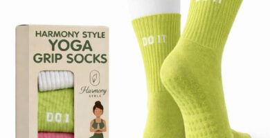 Pilates Grip Socks for Women – Non Slip Yoga & Barre Crew Socks with Grippers, Sticky Hospital Socks, 3 Pairs Multi Color Pack