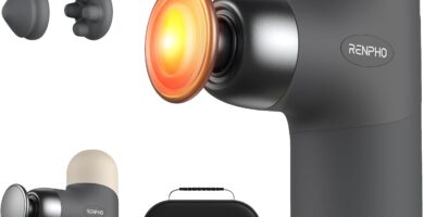 RENPHO Mini Thermal Massage Gun with Heat, Mothers Day Gifts, Portable Deep Tissue Percussion Massager with 4 Heads for Neck & Back Comfort, Ultra-Quiet for Home, Office & Travel, Carry Case