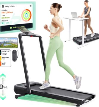 Smart Treadmill with 9% Auto Incline, Hiking and Running Walking Pad Treadmills for Home Office, Treadmill with UREVO APP, AI Powered Music Course, HIIT Programs Synced to Scenic Route, One-Click Mute