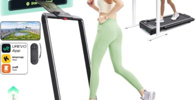 Smart Treadmill with 9% Auto Incline, Hiking and Running Walking Pad Treadmills for Home Office, Treadmill with UREVO APP, AI Powered Music Course, HIIT Programs Synced to Scenic Route, One-Click Mute