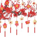 Thyle 84 Pcs Chinese New Year Decorations Ornaments Traditional Lucky Hanging Fu Decal Year of The Snake Spring Festival Knot Hanging Pendant 14 Styles Lunar New Year Tree Decorations for Home Office