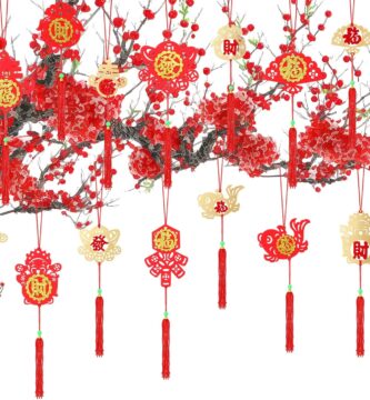 Thyle 84 Pcs Chinese New Year Decorations Ornaments Traditional Lucky Hanging Fu Decal Year of The Snake Spring Festival Knot Hanging Pendant 14 Styles Lunar New Year Tree Decorations for Home Office