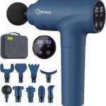 cotsoco Massage Gun Deep Tissue, Muscle Massage Gun with 9 Attachment Heads 20 Speeds & Silent Brushless Motor for Pain Relief, Handheld Percussion Back Massager Gun for Athletes