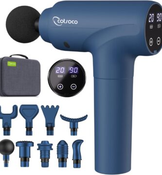 cotsoco Massage Gun Deep Tissue, Muscle Massage Gun with 9 Attachment Heads 20 Speeds & Silent Brushless Motor for Pain Relief, Handheld Percussion Back Massager Gun for Athletes